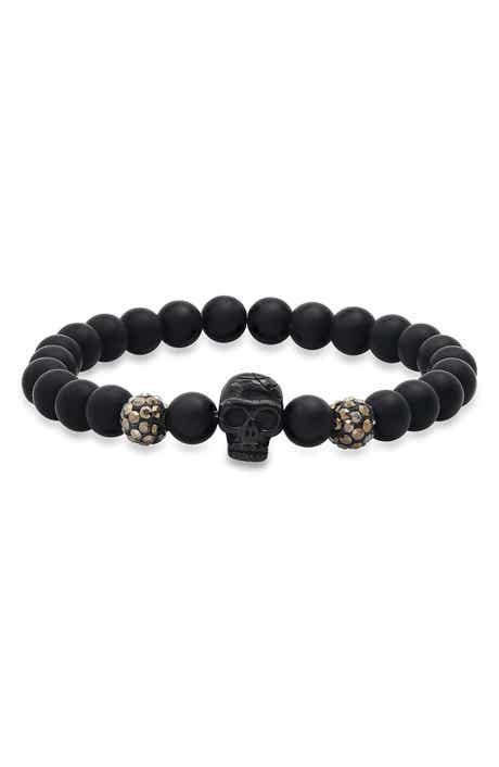 Men's Skull Lava Bead Bracelet