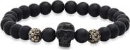STEELTIME Men's Skull Lava Bead Bracelet
