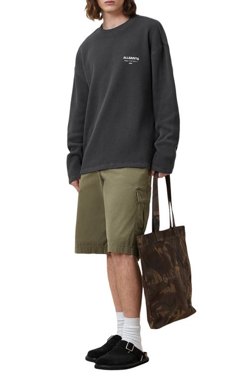 Allsaints Crypt Waffle Knit Long Sleeve Cotton Graphic T-shirt