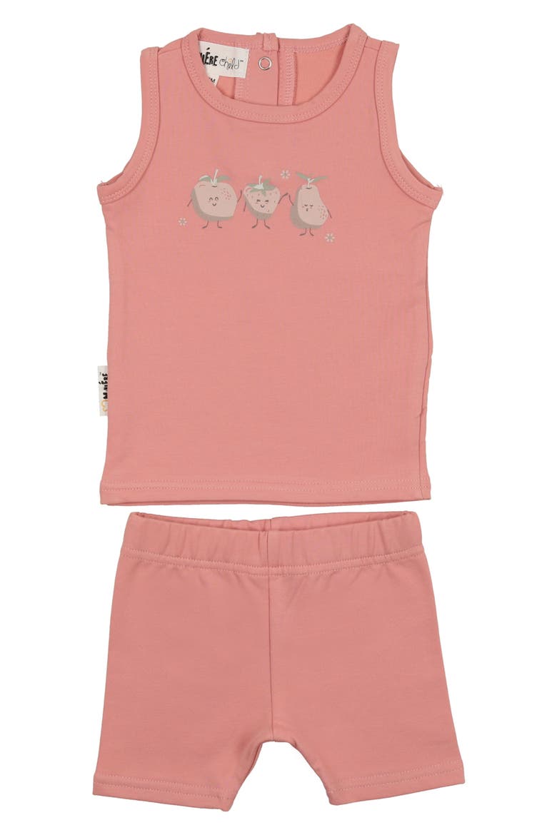 Fruity Friends Stretch Cotton Tank & Shorts Set, Main, color, CORAL
