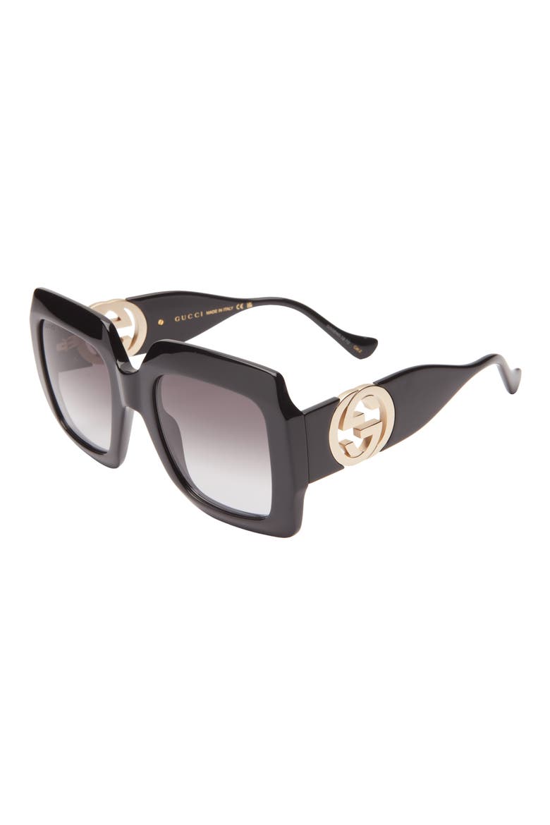 54mm Square Sunglasses, Alternate, color, BLACK BLACK GREY
