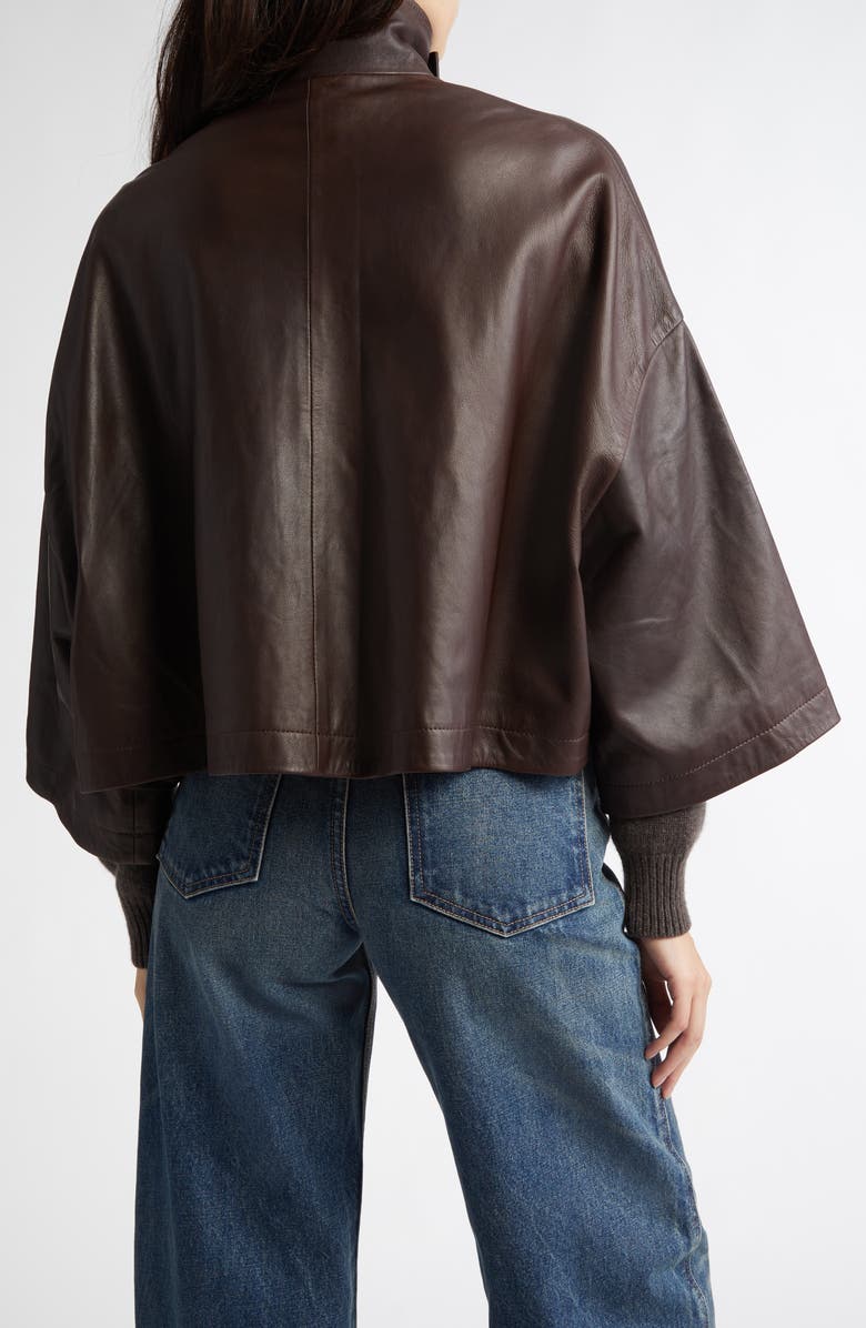 Nili Lotan Ines Cape Leather Jacket, Alternate, color,