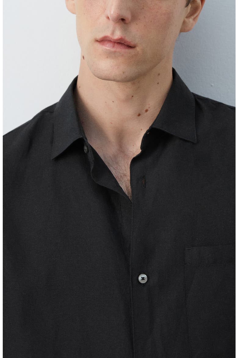 Short Sleeve Button-Up Shirt, Alternate, color, BLACK