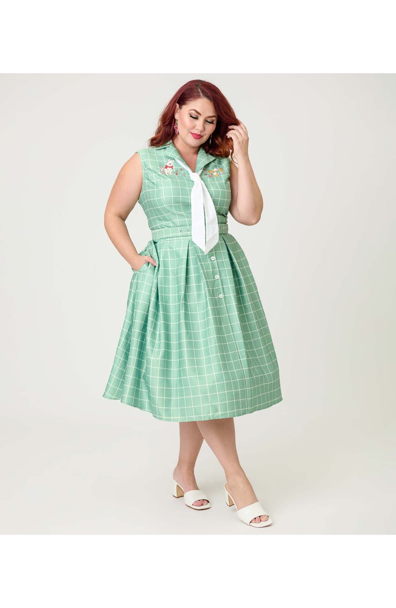 Unique Vintage Plus Size 1950s Edith Swing Dress, Main, color, Mint Plaid