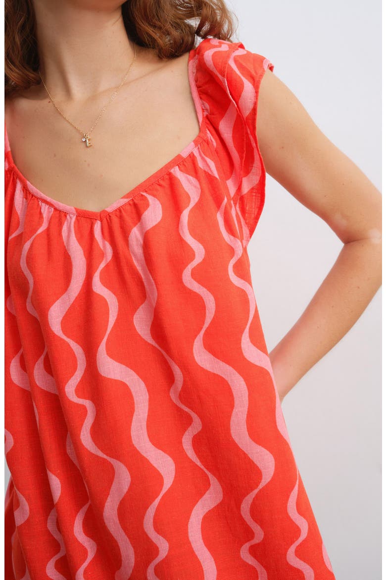 Ruffle Cap Sleeve Dress, Alternate, color, RED