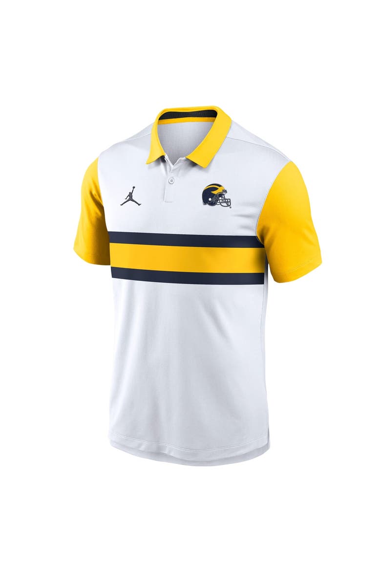 Men's Jordan Brand White/Maize Michigan Wolverines Athletic Prep Alt Logo Vapor Dri-FIT Polo, Alternate, color, White
