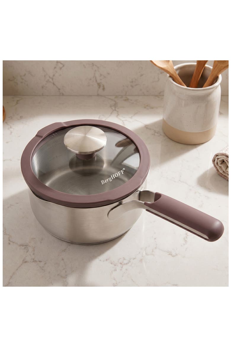 Elements 18/10 Stainless Steel 1.5-Quart Saucepan & Glass Lid, Alternate, color, PURPLE