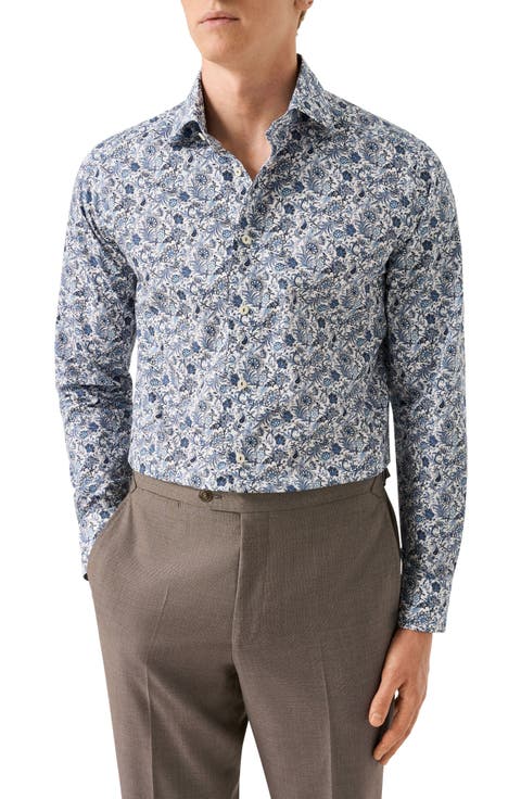 Slim Fit Paisley Print Cotton Dress Shirt