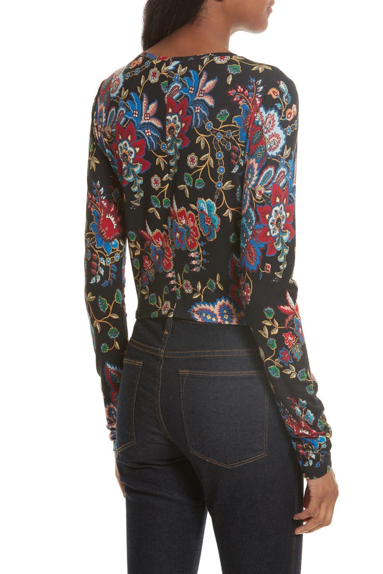 Delaina Floral Crop Top, Alternate, color, GLORIA TAPESTRY-BLACK