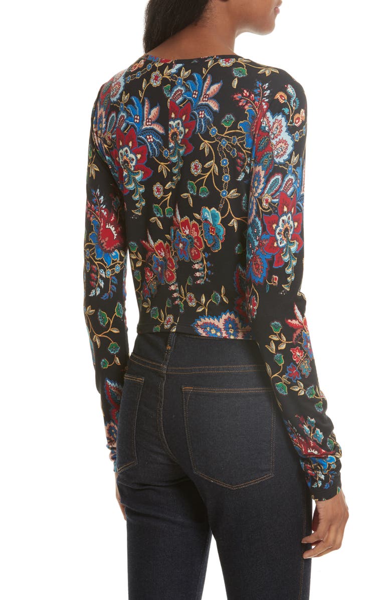 Alice + Olivia Delaina Floral Crop Top, Alternate, color,