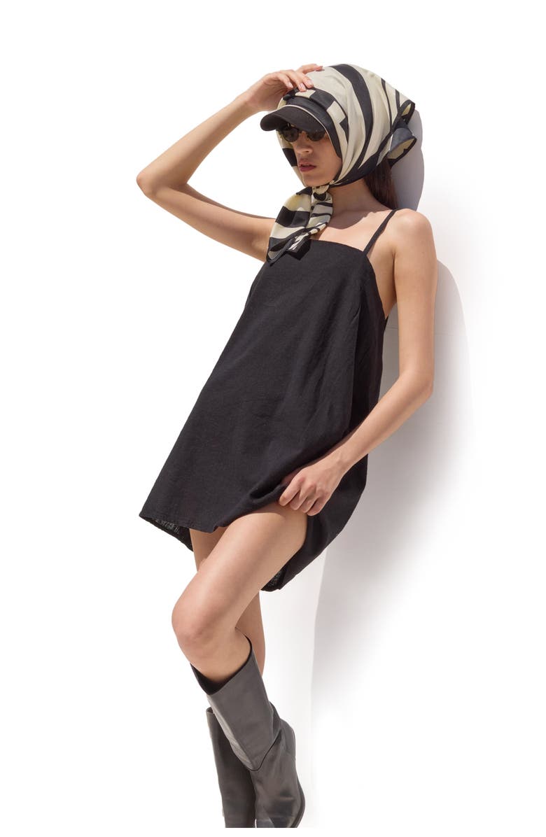 Gottex Beach Life Terra Square Neck Mini Dress Cover-Up, Alternate, color, Black