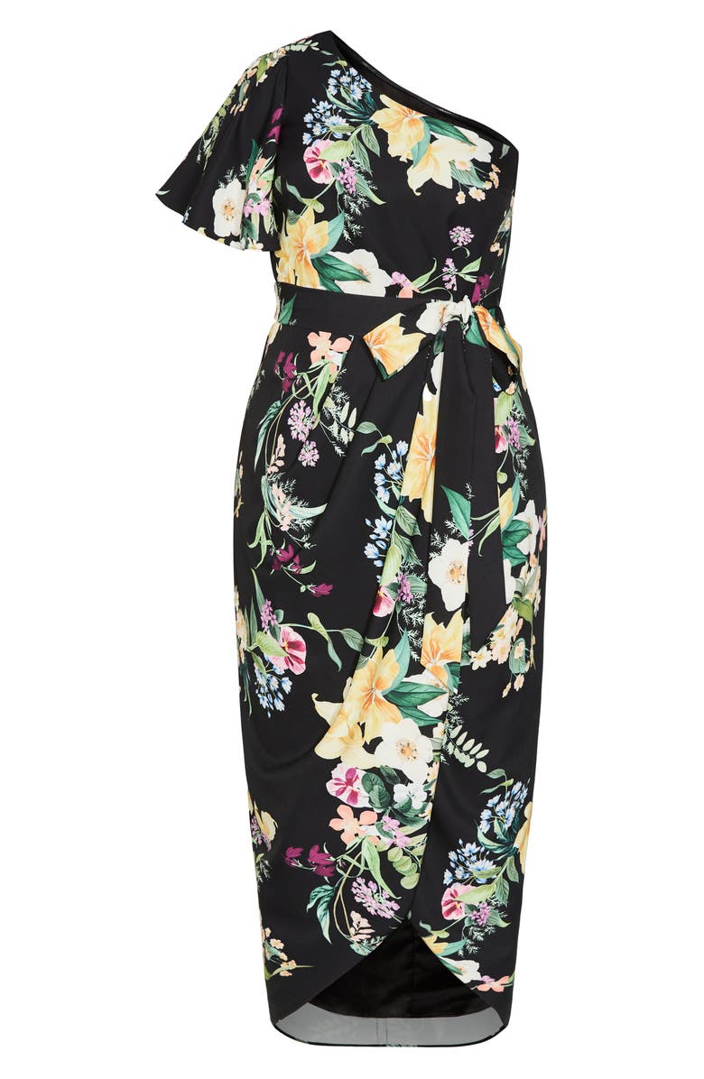 City Chic Bonnie One Shoulder Floral Print Maxi Dress, Alternate, color, 