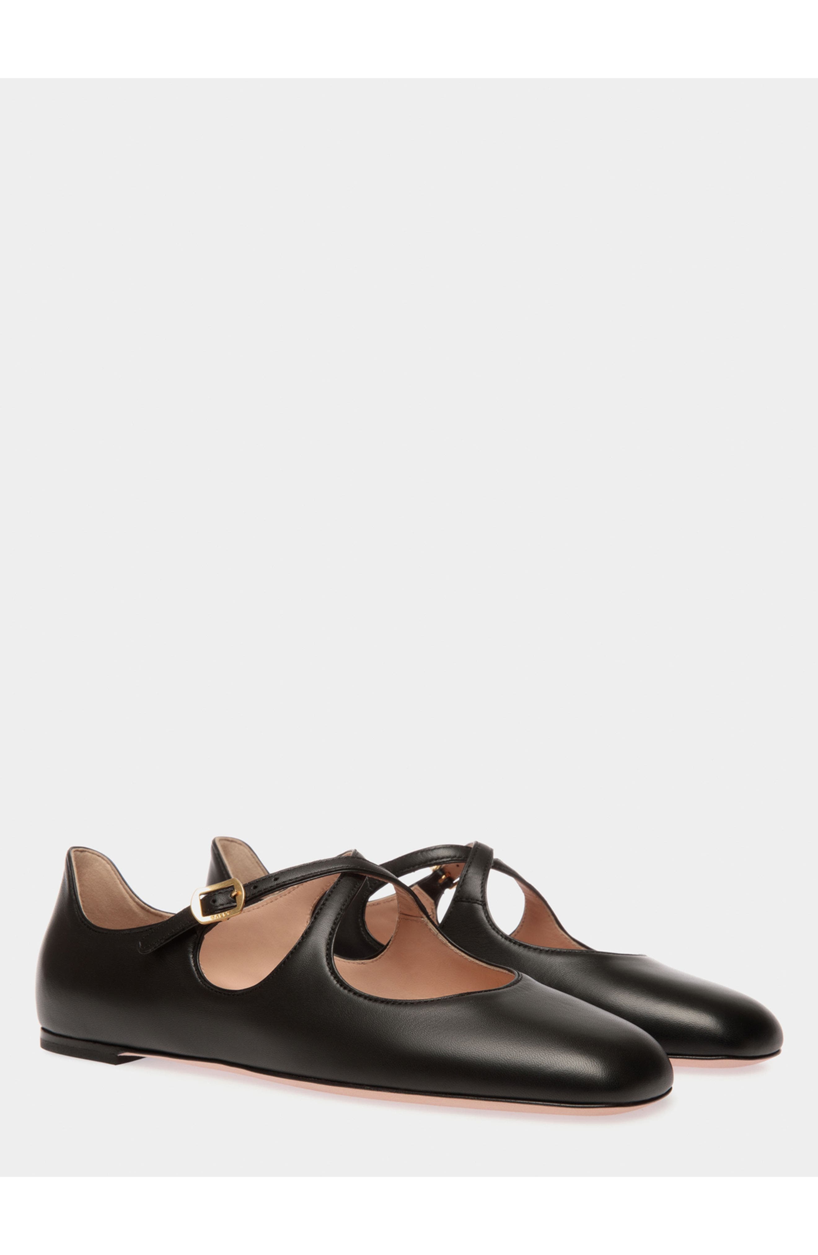 Bally rina Flat in Lamb Leather, Alternate, color, Black