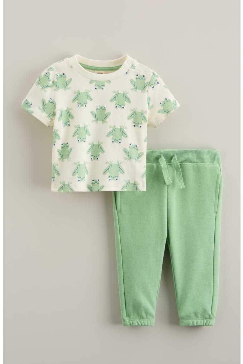 Frog Print T-Shirt & Joggers Set, Main, color, IVORY HOPPY FROGS- BLUE