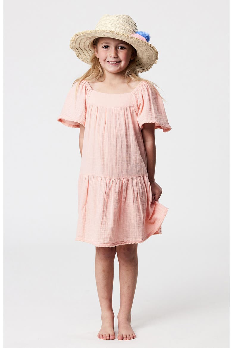 Kids' Flutter Sleeve Cotton Sundress, Alternate, color, ORANGE