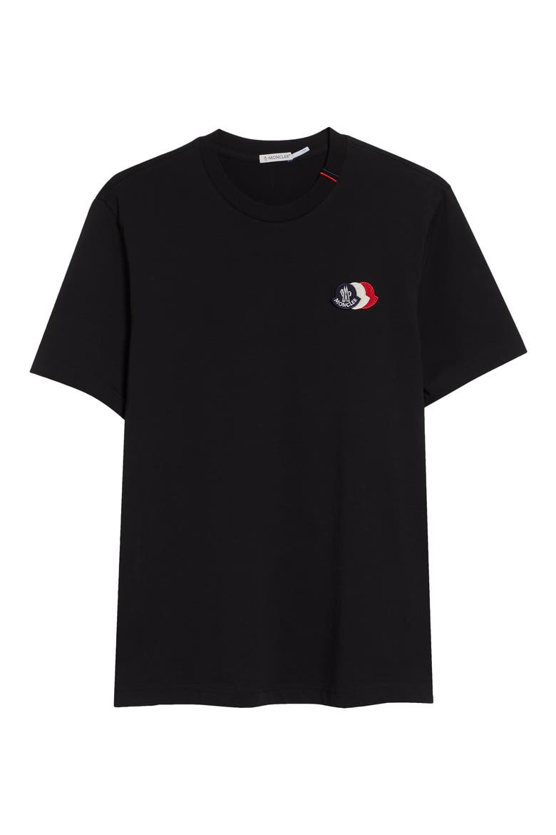 Tricolor Logo Patch Pima Cotton T-Shirt, Alternate, color, BLACK