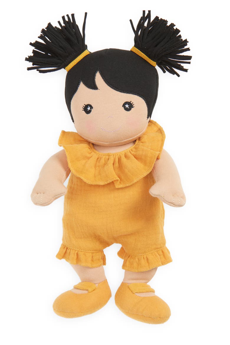 Soft Organic Cotton Baby Doll, Main, color, GWEN IN MUSTARD