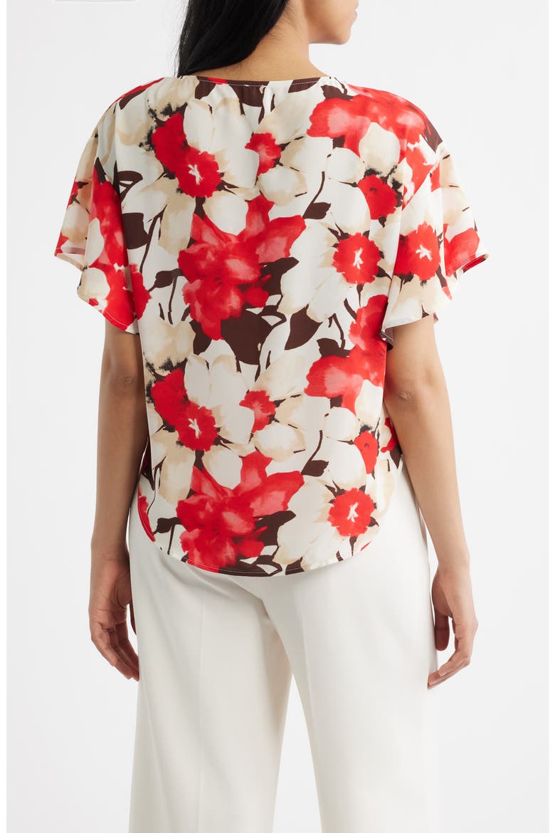 Floral Print Flutter Sleeve Top, Alternate, color, WHITE DOVE MULTI