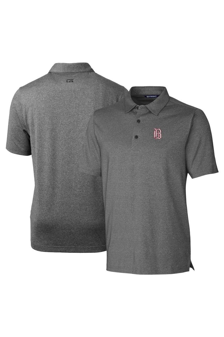 Men's Cutter & Buck Heather Charcoal Birmingham Barons Forge Heathered Stretch Polo, Alternate, color, Heather Charcoal