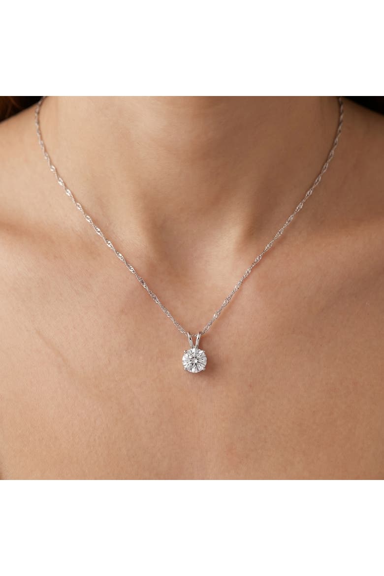 Certified 1Ct Round Diamond Solitaire Pendant Gold Necklace Lab Grown, Alternate, color, 14k White Gold