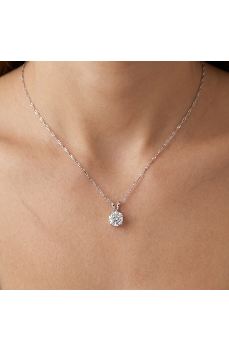 Bliss Diamond Certified 1Ct Round Diamond Solitaire Pendant Gold Necklace Lab Grown, Alternate, color, 14K White Gold