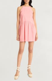 The Good Journey Keyhole Linen Blend Minidress