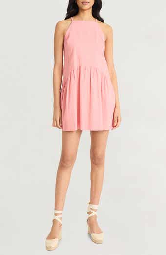 The Good Journey Keyhole Linen Blend Minidress