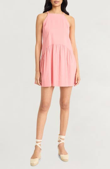 THE GOOD JOURNEY THE GOOD JOURNEY KEYHOLE LINEN BLEND MINIDRESS