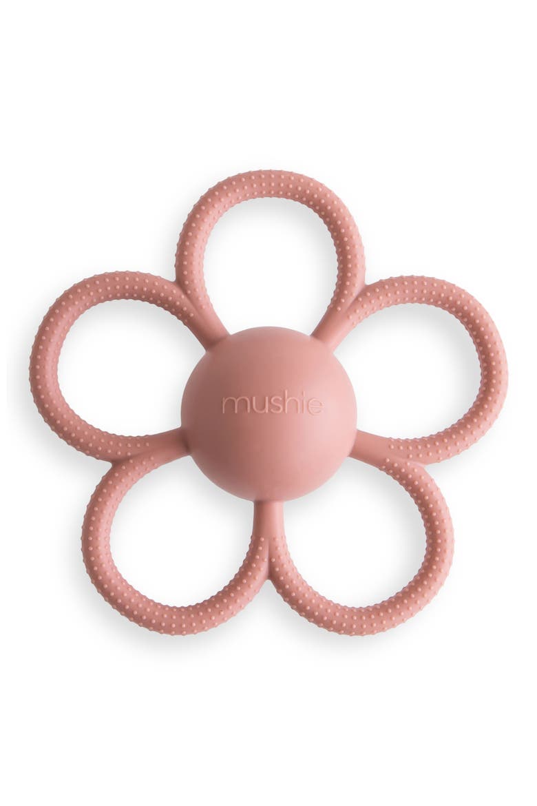 Daisy Rattle Teether Toy, Main, color, DUSTY ROSE