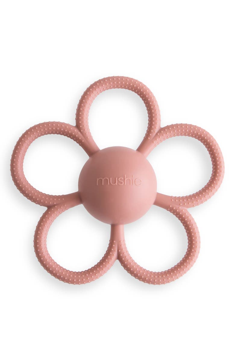 Mushie Daisy Rattle Teether Toy, Main, color, Dusty Rose