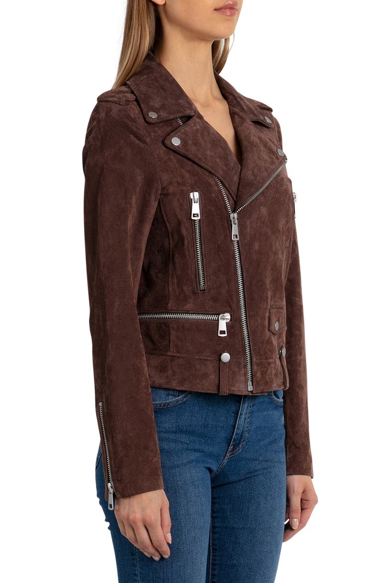 Suede Biker Jacket, Alternate, color, COCOA