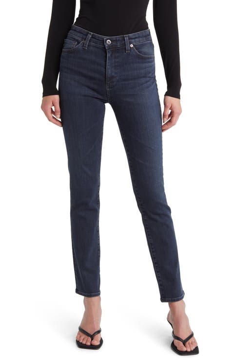 Mari High Waist Stretch Slim Straight Leg Jeans