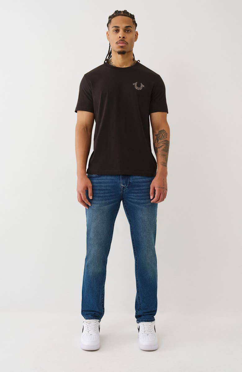 True Religion Geno Big T Flap Pocket Slim Jeans, Alternate, color, Medium Rustic Barn Wash