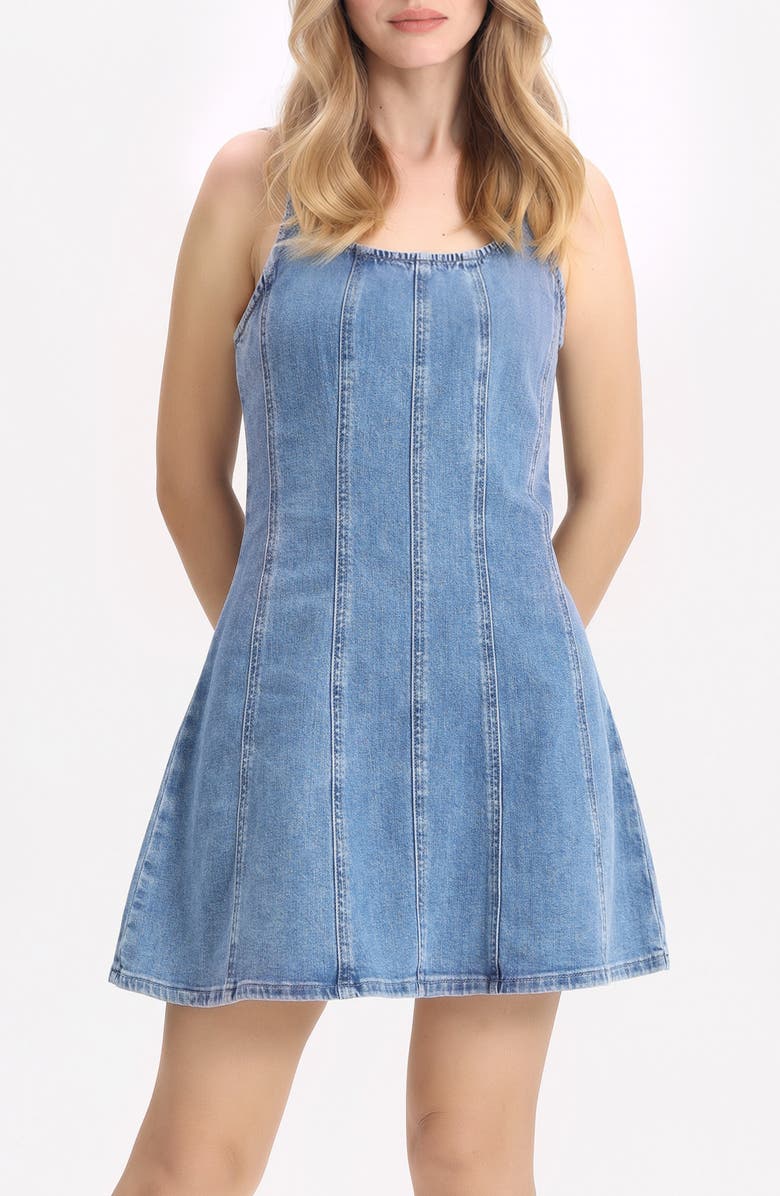 Bayeas Denim Pinafore Dress, Alternate, color, Skyfall