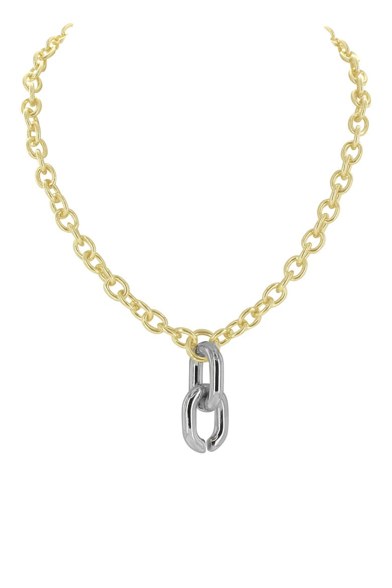 Duo Pendant Necklace, Main, color, GOLD / SILVER