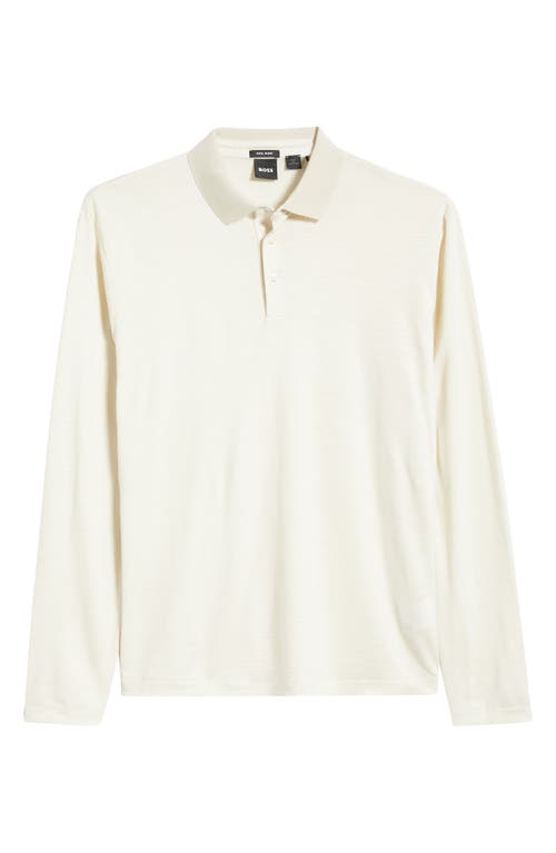 Hugo Boss Boss Pado 110 Long Sleeve Wool Polo In Neutral
