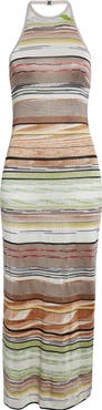 Missoni Flame Space Dye Stripe Knit Halter Neck Dress