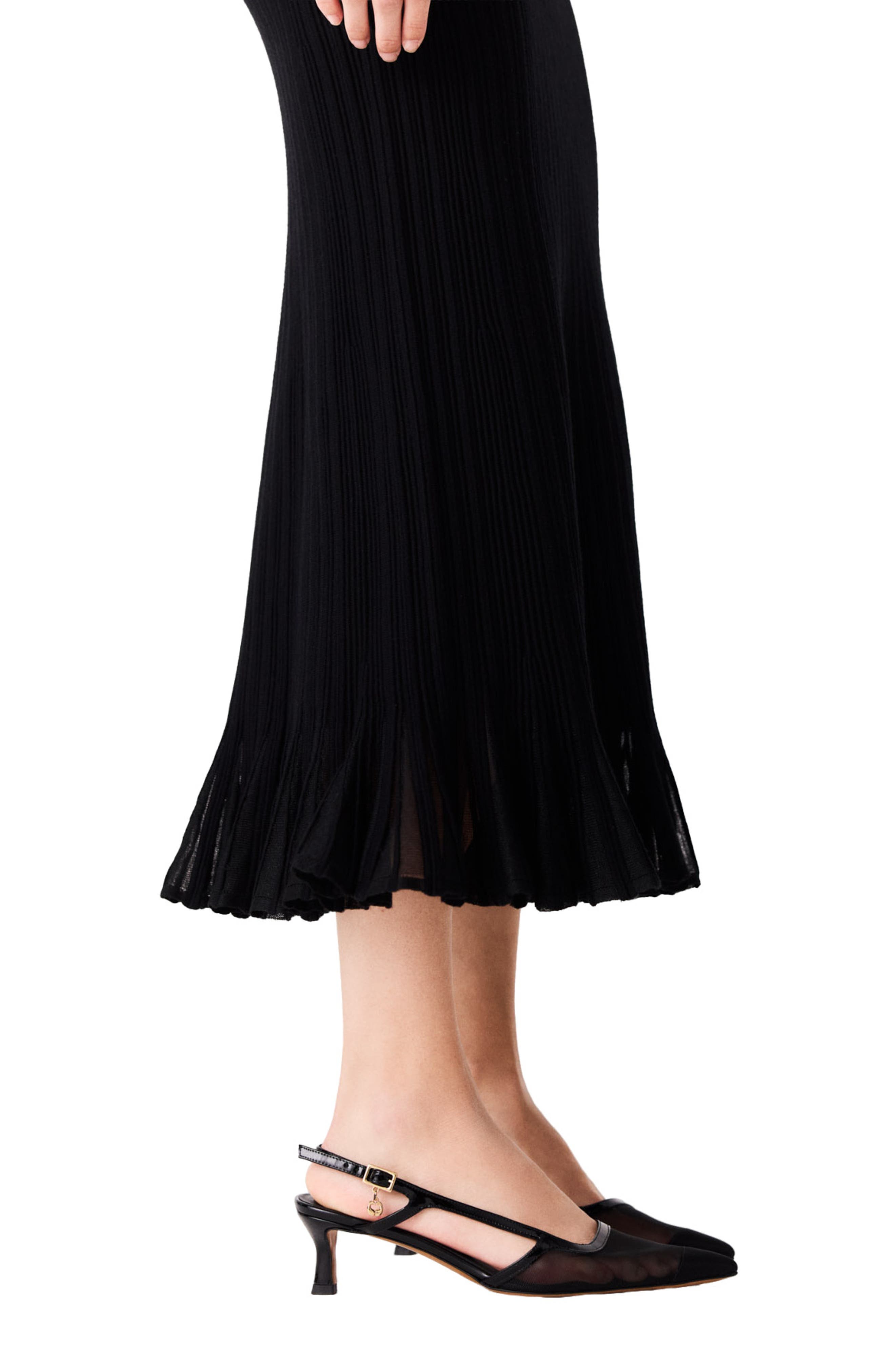 Leather and mesh slingbacks, Alternate, color, Black