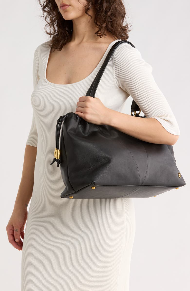 Vince Camuto Leane Leather Tote, Alternate, color, Black