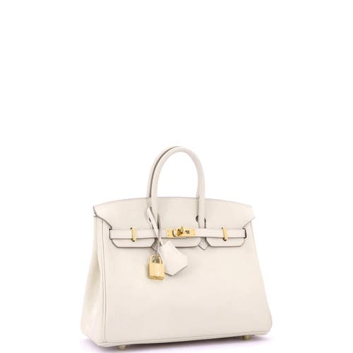 Pre-owned Hermes  Hermes Birkin Handbag Light Swift With Gold Hardware 25 In Neutral
