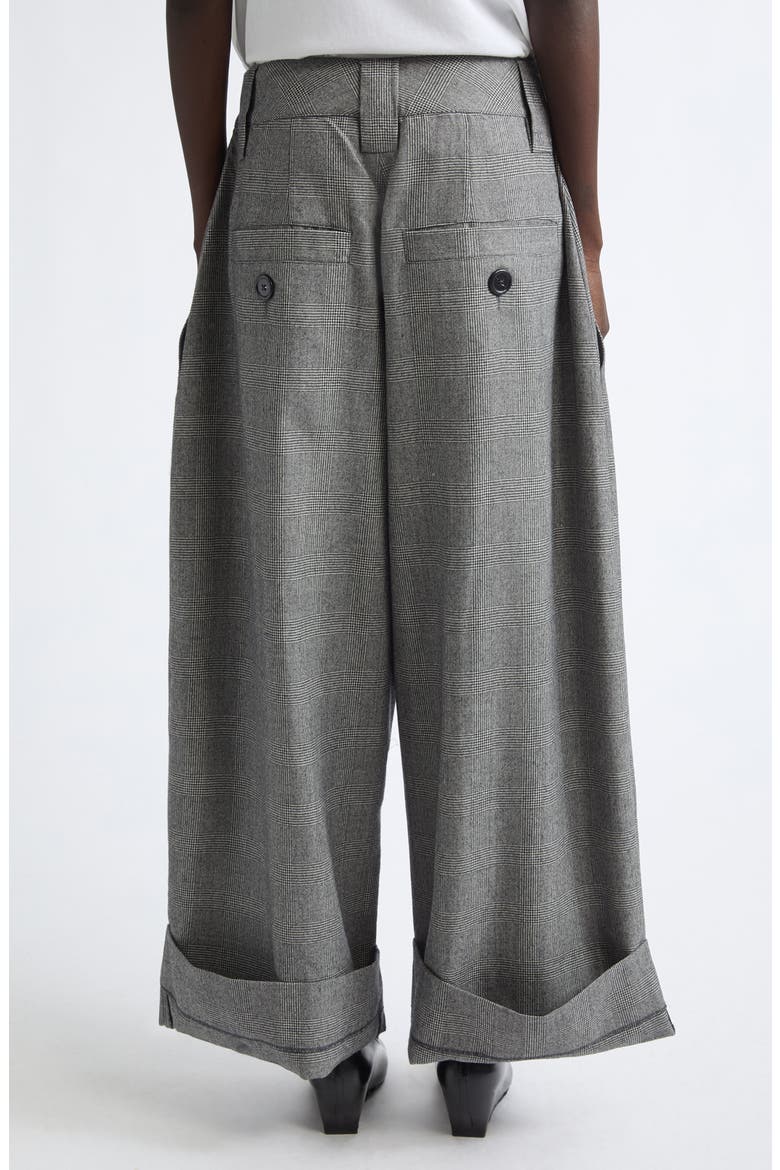Baby Oversize Glen Plaid Wool Wide Leg Trousers, Alternate, color, DARK GREY