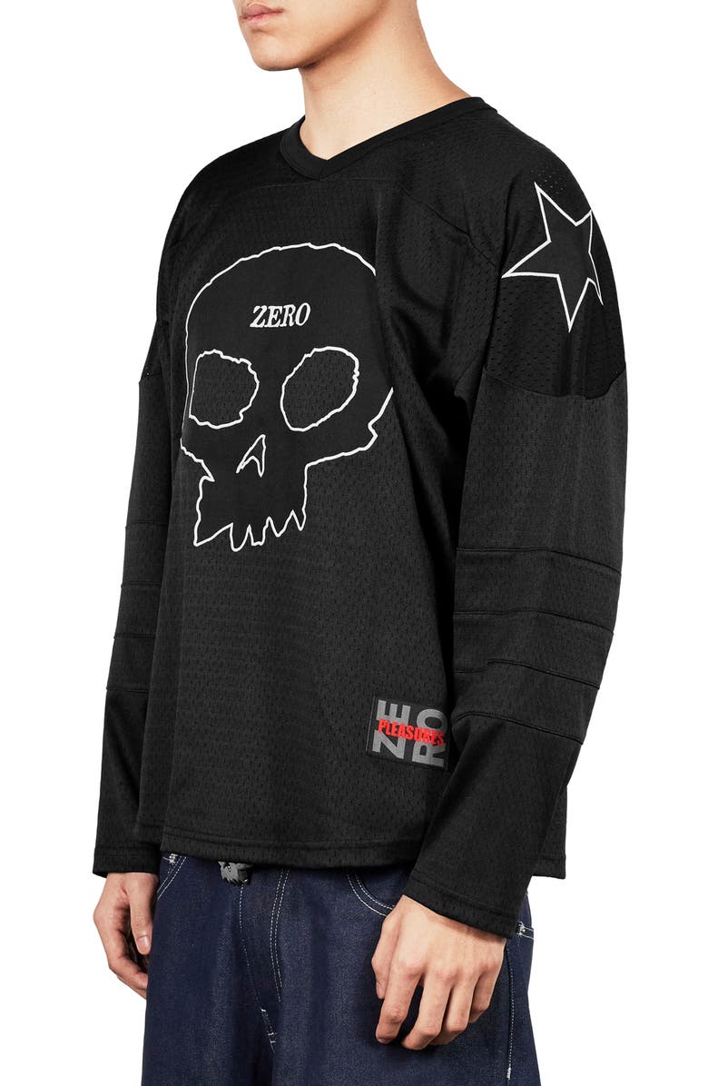 PLEASURES Jamie Mesh Hockey Jersey, Alternate, color, Black