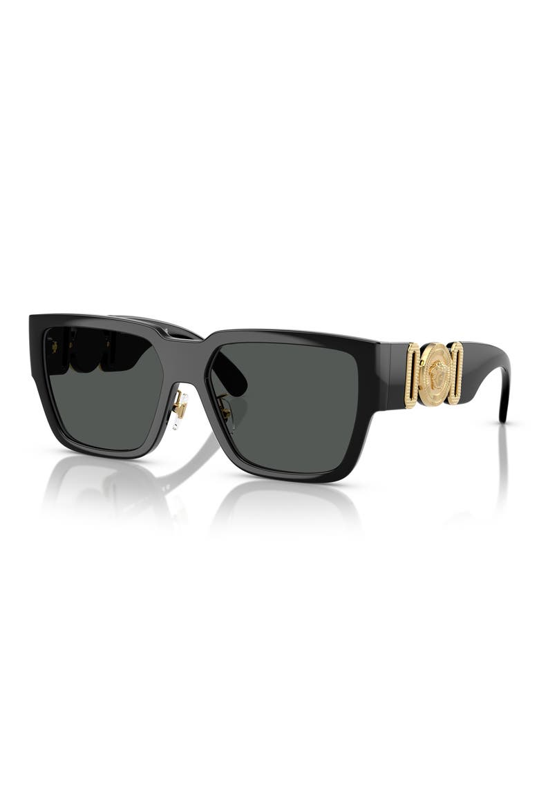 Biggie 57mm Rectangular Sunglasses, Alternate, color, DARK GREY