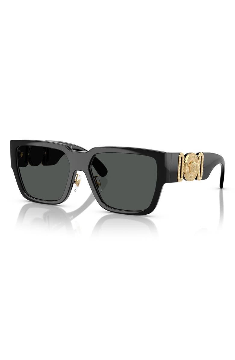 Versace Biggie 57mm Rectangular Sunglasses, Alternate, color, Dark Grey