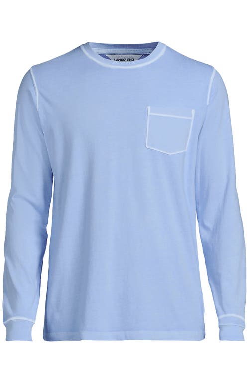 Lands' End Super-t Long Sleeve T-shirt With Pocket In Blue