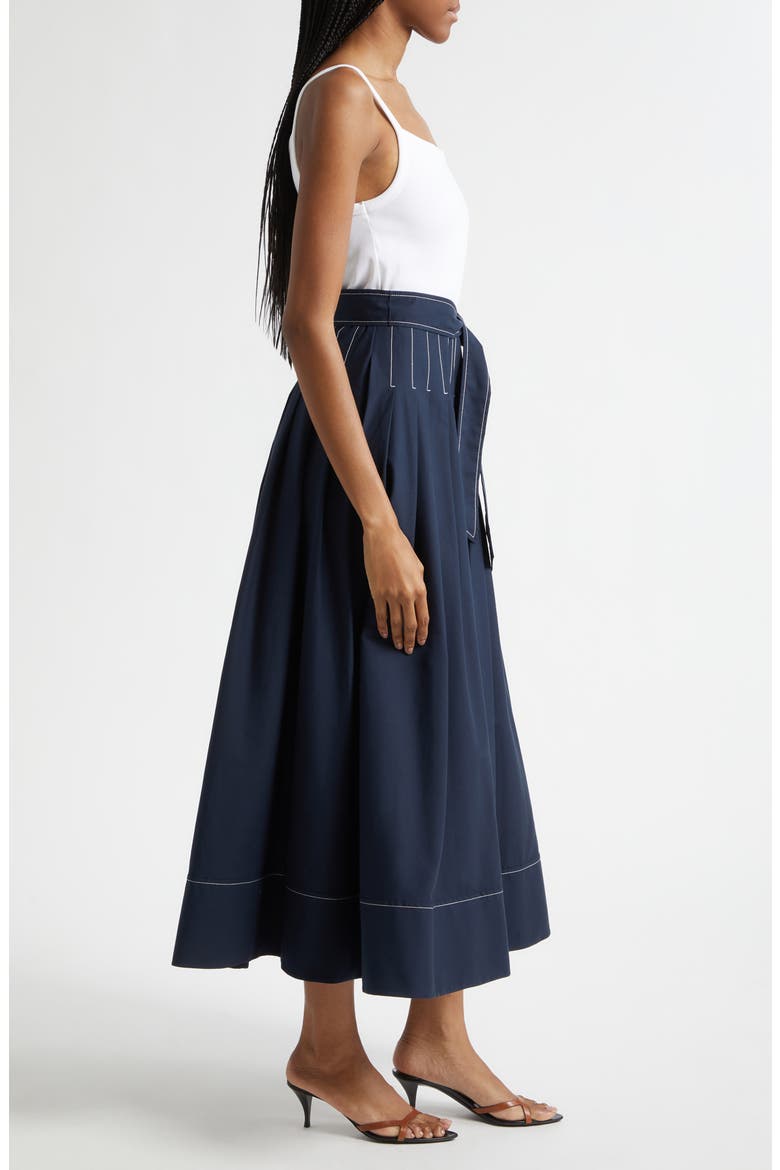 Olivia Mixed Media Midi Dress, Alternate, color, WHITE/ NAVY