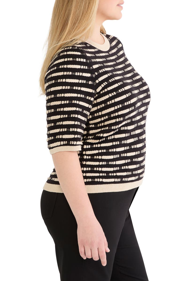 NIC+ZOE Atelier Short Sleeve Sweater, Alternate, color, Black Multi