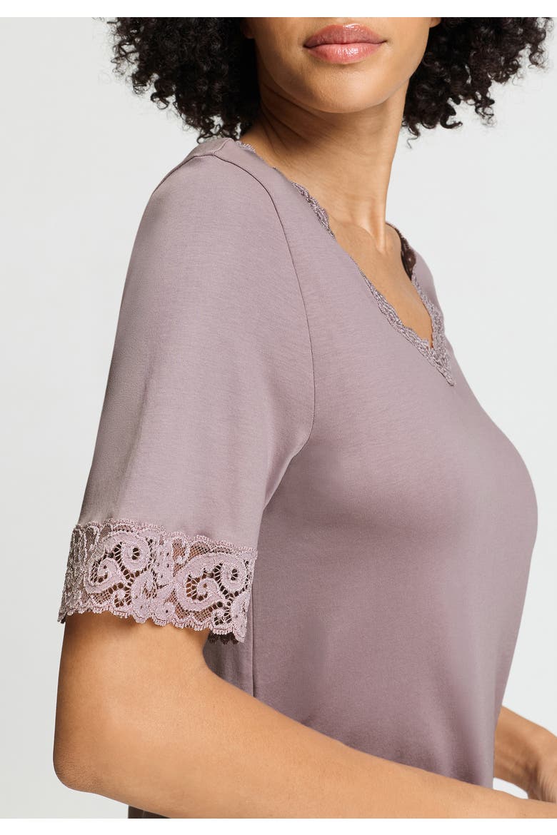 Moments Lace Trim Cotton Nightgown, Alternate, color, Stormy Rose