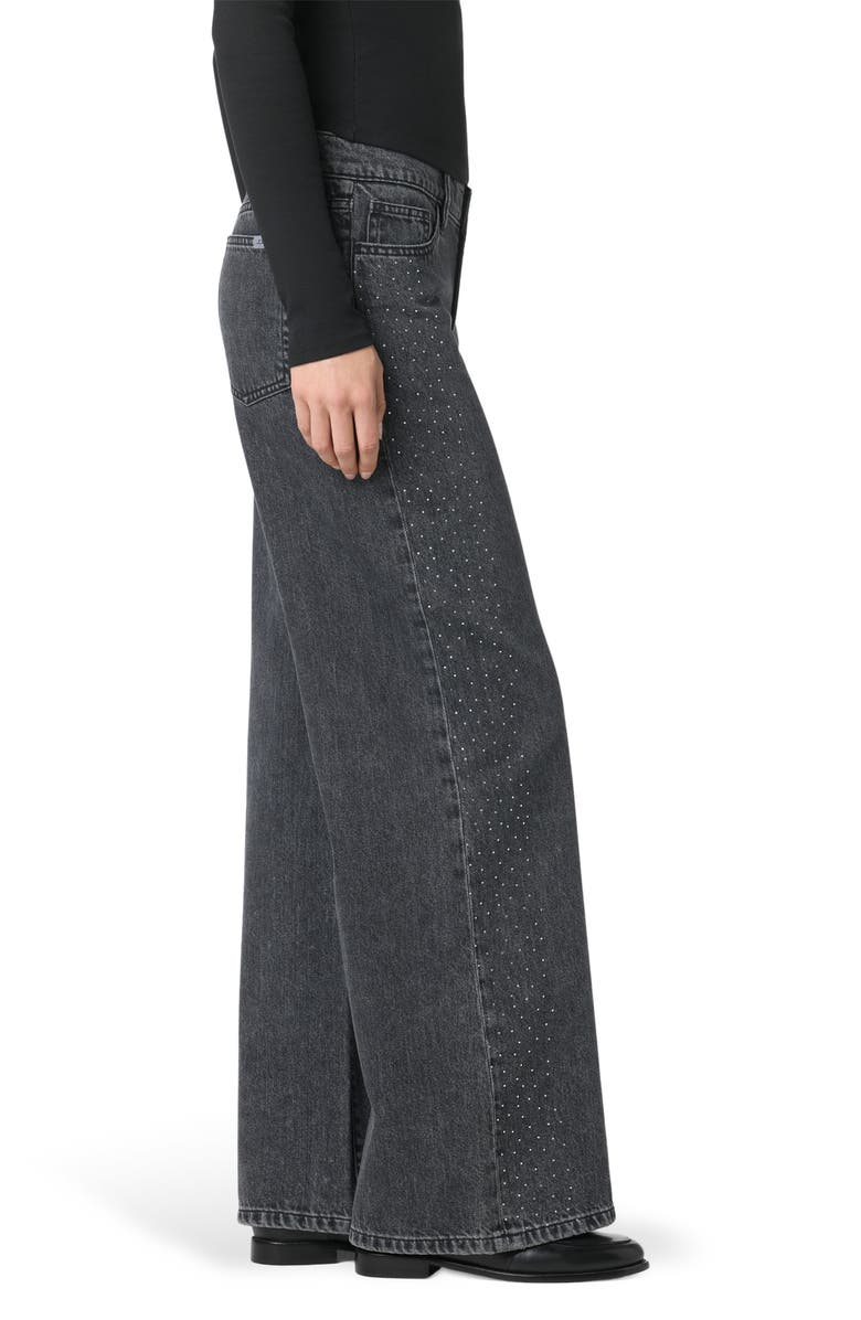 Joe's Crystal Embellished Low Rise Wide Leg Jeans, Alternate, color, Crystal Washed Black