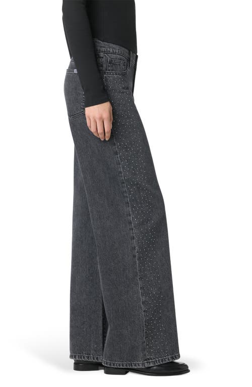 Joe's Crystal Embellished Low Rise Wide Leg Jeans In Gray